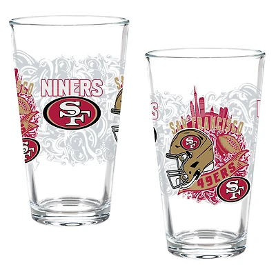 San Francisco 49ers Hometown Series 16oz Pint Glass 2-Piece Set with Gift Box