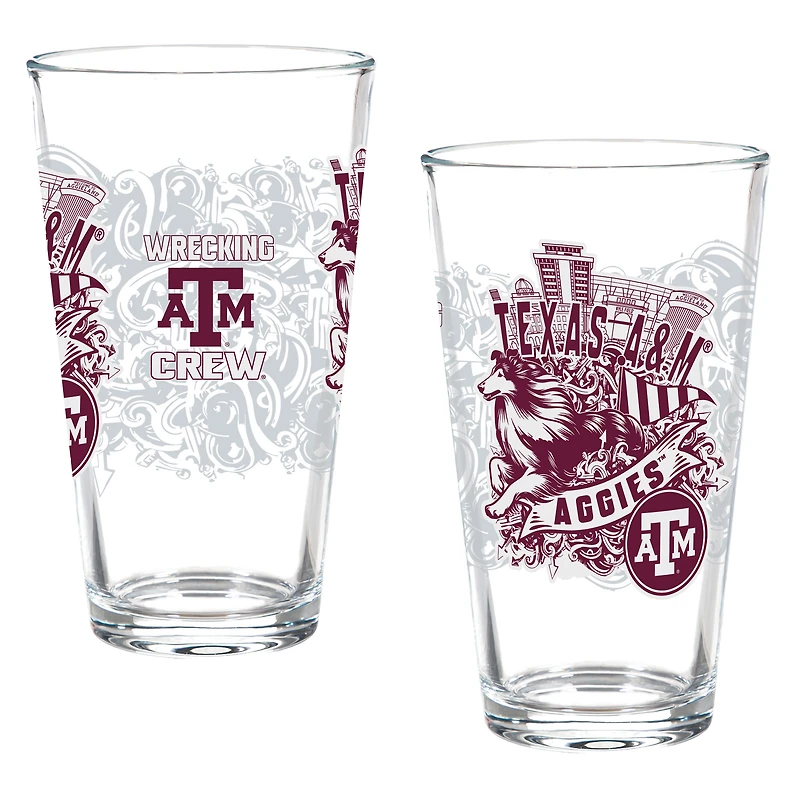 Texas A&M Aggies Hometown Series 16oz Pint Glass 2-Piece Set with Gift Box