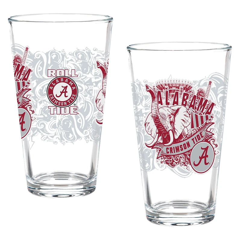 Alabama Crimson Tide Hometown Series 16oz Pint Glass 2-Piece Set with Gift Box