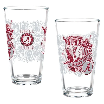Alabama Crimson Tide Hometown Series 16oz Pint Glass 2-Piece Set with Gift Box