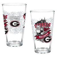 Georgia Bulldogs Hometown Series 16oz Pint Glass 2-Piece Set with Gift Box