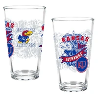 Kansas Jayhawks Hometown Series 16oz Pint Glass 2-Piece Set with Gift Box