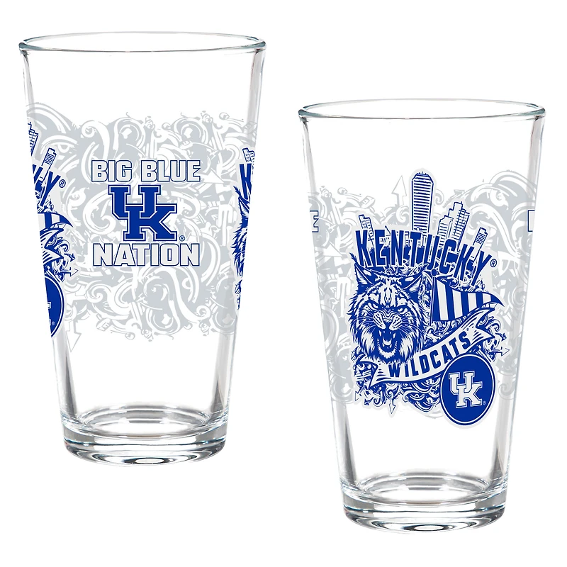 Kentucky Wildcats Hometown Series 16oz Pint Glass 2-Piece Set with Gift Box