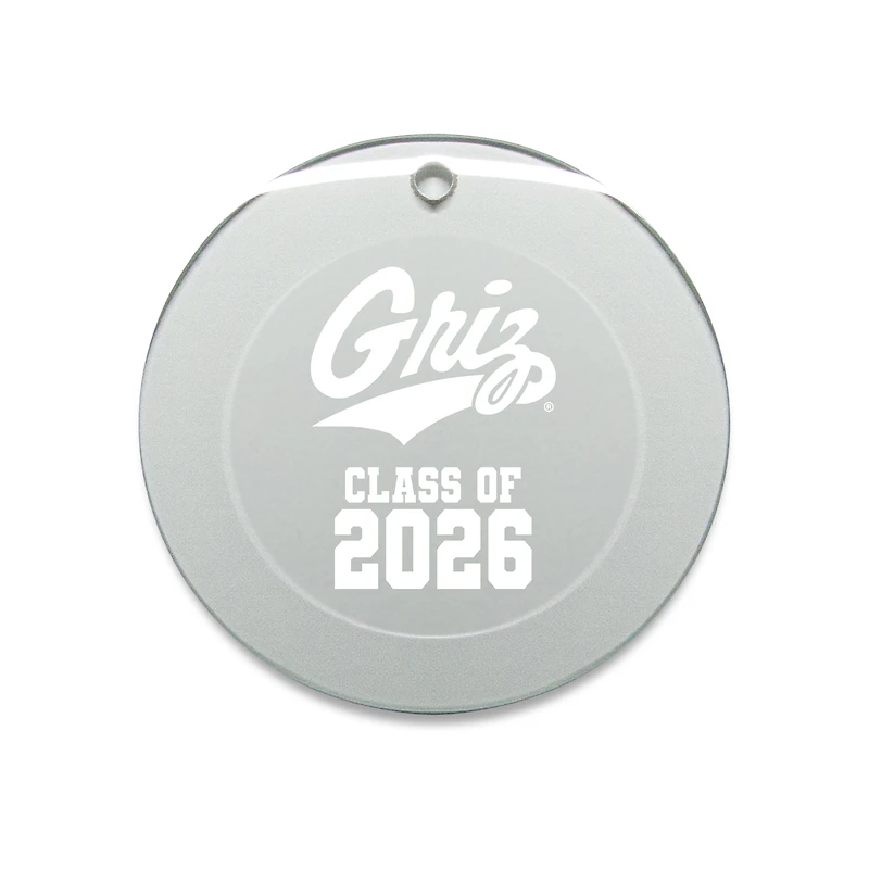 Jardine Montana Grizzlies 3.25" Class of 2026 Round Glass Ornament