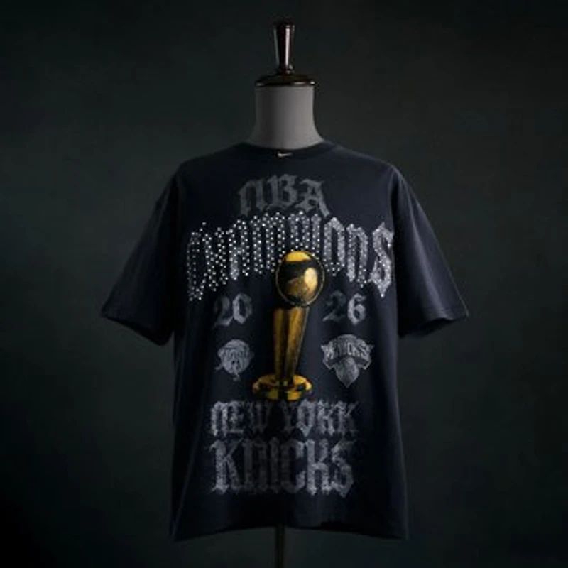 Men's Nike Gray New York Knicks 2026 NBA Finals Champions Authentic Locker Room Limited Edition On Court T-Shirt