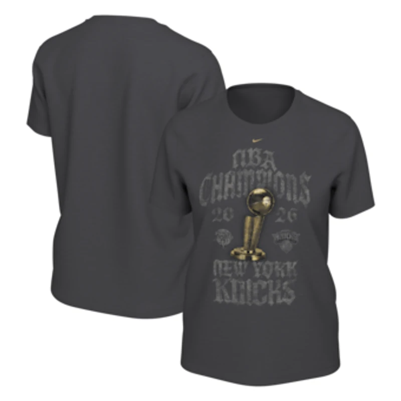 Women's Nike Anthracite New York Knicks 2026 NBA Finals Champions Limited Edition Locker Room T-Shirt