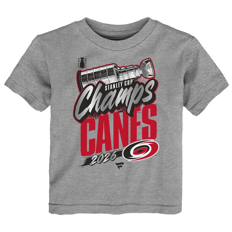 Infant Fanatics Heather Gray Carolina Hurricanes 2026 Stanley Cup Champions Replica Locker Room T-Shirt