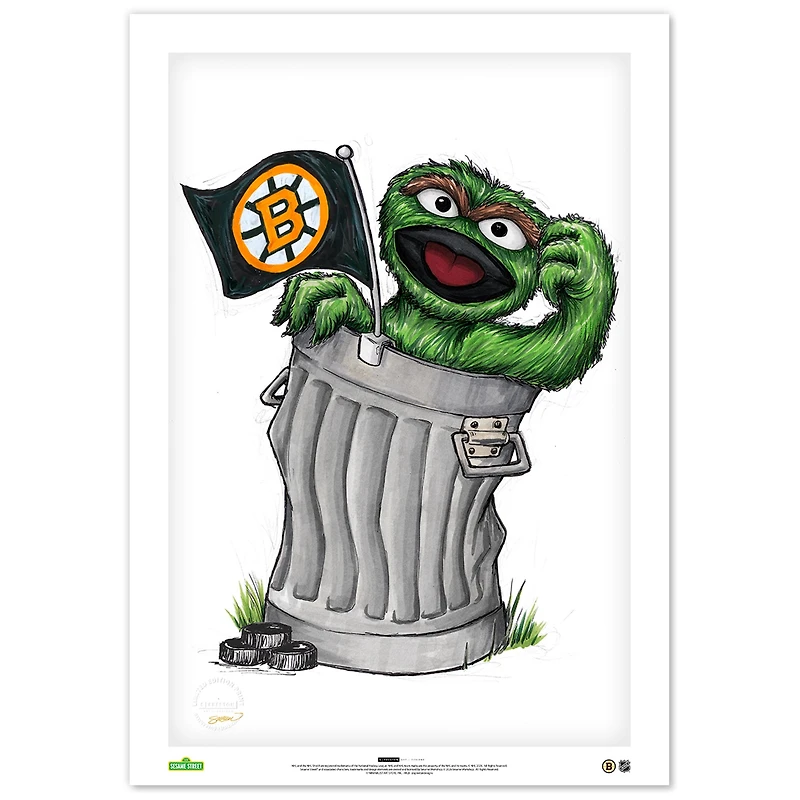Oscar the Grouch Boston Bruins 14" x 20" Sesame Street Limited Edition Fine Art Print