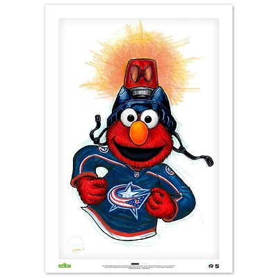 Elmo Columbus Blue Jackets 14" x 20" Sesame Street Limited Edition Fine Art Print