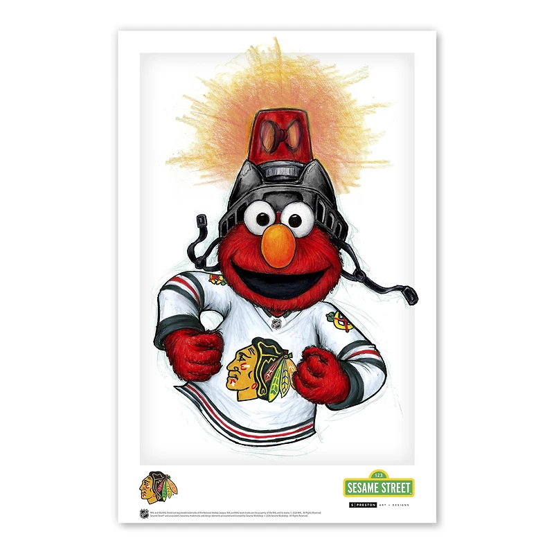 Elmo Chicago Blackhawks 11" x 17" Sesame Street Poster Print
