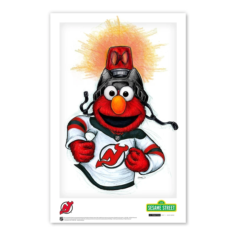 Elmo New Jersey Devils 11" x 17" Sesame Street Poster Print