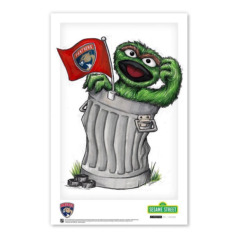 Oscar the Grouch Florida Panthers 11" x 17" Sesame Street Poster Print