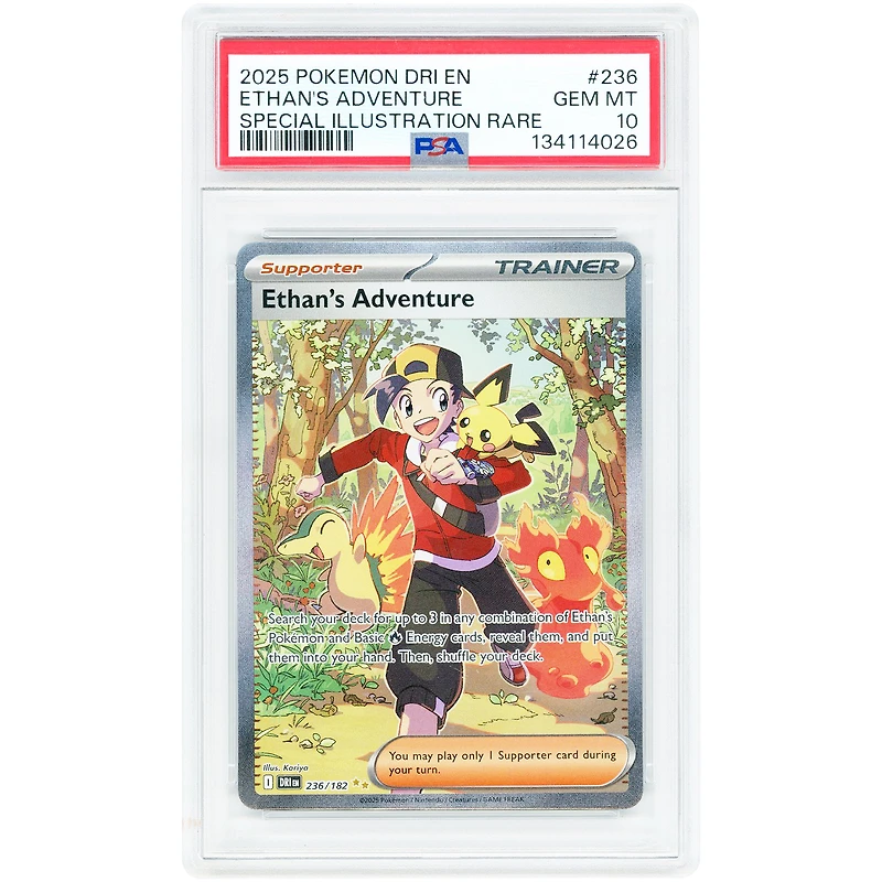 Ethan's Adventure 2025 Pokemon Destined Rivals Special Illustration Rare #236 PSA Authenticated 10 Card
