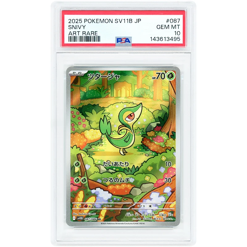 Snivy 2025 Pokemon Black Bolt Japanese Art Rare #87 PSA Authenticated 10 Card