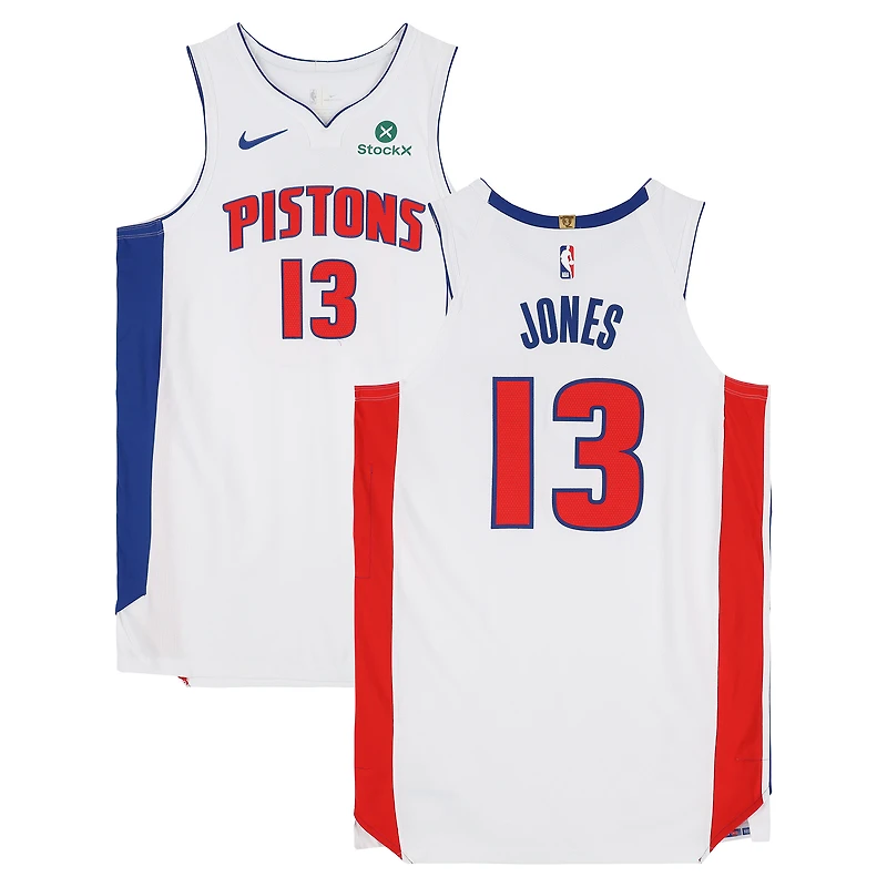 Isaac Jones Detroit Pistons Game-Used #13 White Nike Jersey vs. Indiana Pacers on April 12, 2026 - Size 52+6