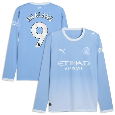 Men's Puma Erling Haaland Light Blue Manchester City 2026/27 Home Replica Long Sleeve Jersey