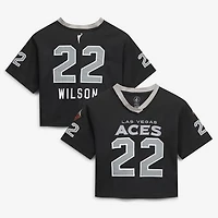 Women's FISLL A'ja Wilson Black Las Vegas Aces Cropped Football Jersey