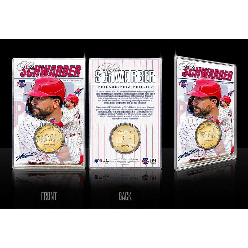 Highland Mint Kyle Schwarber Philadelphia Phillies Limited Edition Bronze Coin Card with Acrylic Holder
