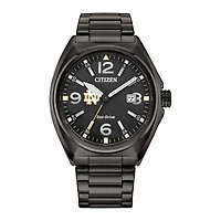 Men's Citizen Watch Black Notre Dame Fighting Irish Eco-Drive Sport Casual Stainless Steel Black Dial Bracelet Watch