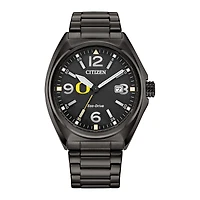 Men's Citizen Watch Black Oregon Ducks Eco-Drive Sport Casual Stainless Steel Black Dial Bracelet Watch