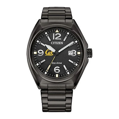 Men's Citizen Watch Black Cal Bears Eco-Drive Sport Casual Stainless Steel Black Dial Bracelet Watch