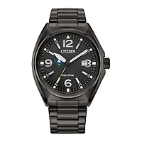 Men's Citizen Watch Black UNC Wilmington Seahawks Eco-Drive Sport Casual Stainless Steel Black Dial Bracelet Watch