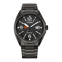 Men's Citizen Watch Black Oklahoma State Cowboys Eco-Drive Sport Casual Stainless Steel Black Dial Bracelet Watch
