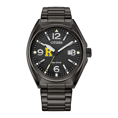 Men's Citizen Watch Black Rochester Yellow Jackets Eco-Drive Sport Casual Stainless Steel Black Dial Bracelet Watch
