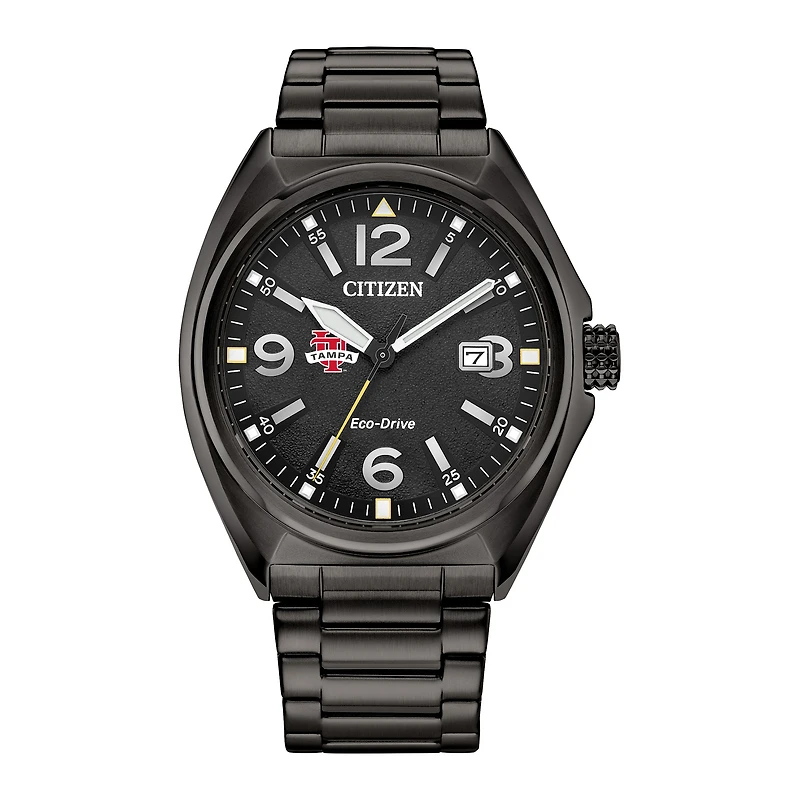 Men's Citizen Watch Black Tampa Spartans Eco-Drive Sport Casual Stainless Steel Black Dial Bracelet Watch