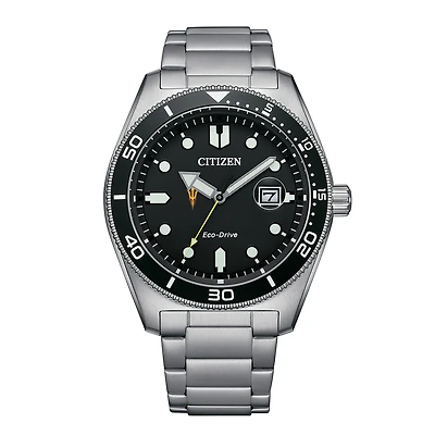 Men's Citizen Watch Silver Arizona State Sun Devils Eco-Drive Sport Casual Stainless Black Dial Steel Watch