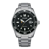Men's Citizen Watch Silver Arizona State Sun Devils Eco-Drive Sport Casual Stainless Black Dial Steel Watch
