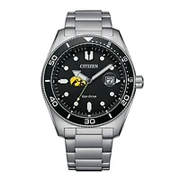 Men's Citizen Watch Silver Iowa Hawkeyes Eco-Drive Sport Casual Stainless Black Dial Steel Watch