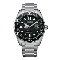 Men's Citizen Watch Silver Ohio State Buckeyes Eco-Drive Sport Casual Stainless Black Dial Steel Watch