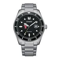 Men's Citizen Watch Silver Texas Tech Red Raiders Eco-Drive Sport Casual Stainless Black Dial Steel Watch