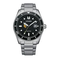 Men's Citizen Watch Silver Baylor Bears Eco-Drive Sport Casual Stainless Black Dial Steel Watch