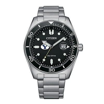 Men's Citizen Watch Silver BYU Cougars Eco-Drive Sport Casual Stainless Black Dial Steel Watch