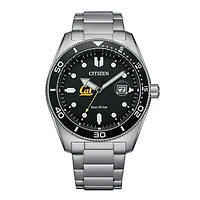 Men's Citizen Watch Silver Cal Bears Eco-Drive Sport Casual Stainless Black Dial Steel Watch