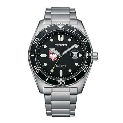 Men's Citizen Watch Silver UChicago Maroons Eco-Drive Sport Casual Stainless Black Dial Steel Watch
