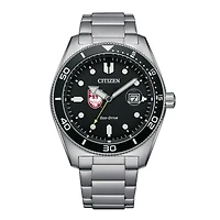 Men's Citizen Watch Silver UChicago Maroons Eco-Drive Sport Casual Stainless Black Dial Steel Watch