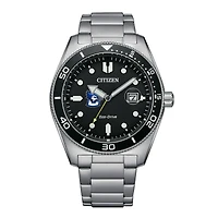 Men's Citizen Watch Silver Creighton Bluejays Eco-Drive Sport Casual Stainless Black Dial Steel Watch
