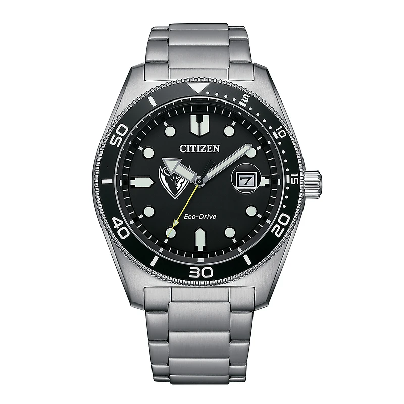 Men's Citizen Watch Silver DePaul Blue Demons Eco-Drive Sport Casual Stainless Black Dial Steel Watch