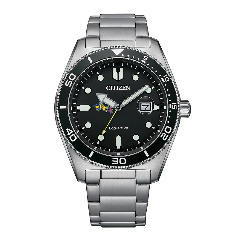 Men's Citizen Watch Silver Drexel Dragons Eco-Drive Sport Casual Stainless Black Dial Steel Watch