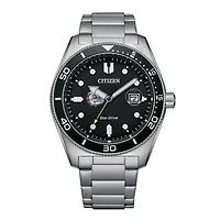 Men's Citizen Watch Silver Gonzaga Bulldogs Eco-Drive Sport Casual Stainless Black Dial Steel Watch