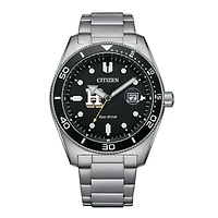 Men's Citizen Watch Silver Hamilton Continentals Eco-Drive Sport Casual Stainless Black Dial Steel Watch