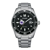 Men's Citizen Watch Silver High Point Panthers Eco-Drive Sport Casual Stainless Black Dial Steel Watch