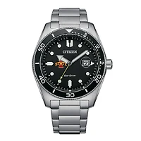 Men's Citizen Watch Silver Iowa State Cyclones Eco-Drive Sport Casual Stainless Black Dial Steel Watch