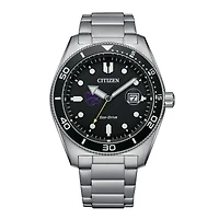 Men's Citizen Watch Silver Kansas State Wildcats Eco-Drive Sport Casual Stainless Black Dial Steel Watch