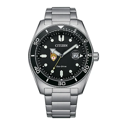 Men's Citizen Watch Silver Lehigh Mountain Hawks Eco-Drive Sport Casual Stainless Black Dial Steel Watch