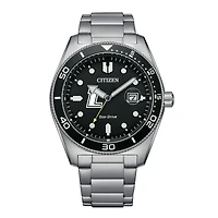 Men's Citizen Watch Silver Loyola Greyhounds Eco-Drive Sport Casual Stainless Black Dial Steel Watch