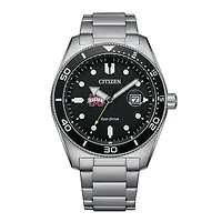 Men's Citizen Watch Silver Mississippi State Bulldogs Eco-Drive Sport Casual Stainless Black Dial Steel Watch